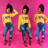 "Take Me Out" Long Sleeve Crop Top Shirt